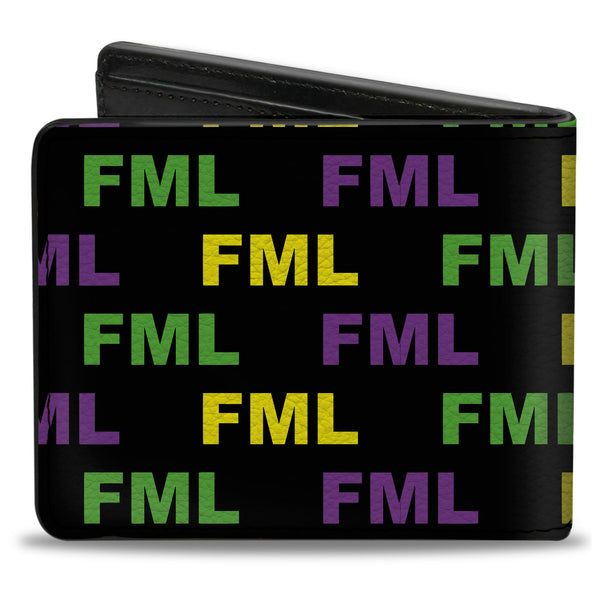 Buckle-Down Bi-Fold Wallet - FML Black Yellow Green Purple