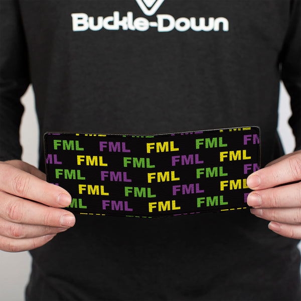 Buckle-Down Bi-Fold Wallet - FML Black Yellow Green Purple
