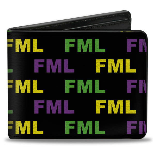 Buckle-Down Bi-Fold Wallet - FML Black Yellow Green Purple