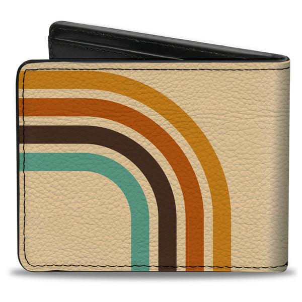 Buckle-Down Bi-Fold Wallet - Ford BRONCO Script Lines Beige/Brown/Blue/Orange
