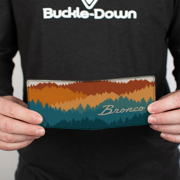 Buckle-Down Bi-Fold Wallet - Ford BRONCO Script Wilderness Orange/Blues