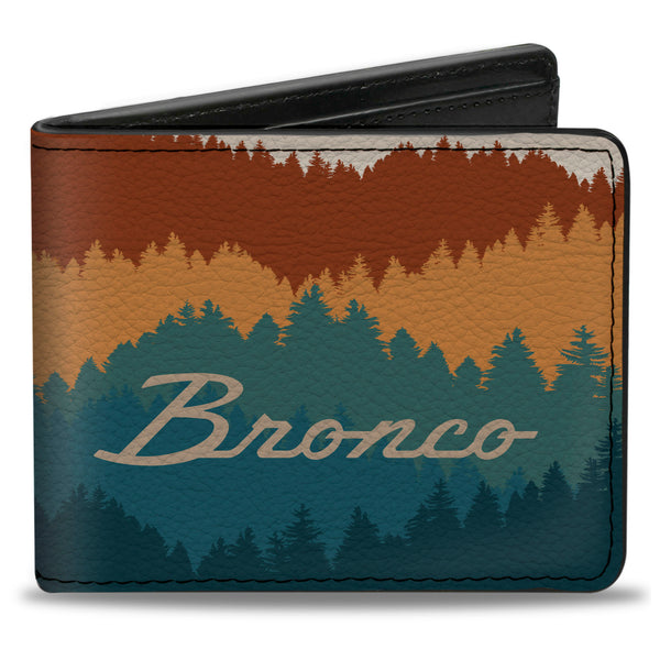 Buckle-Down Bi-Fold Wallet - Ford BRONCO Script Wilderness Orange/Blues
