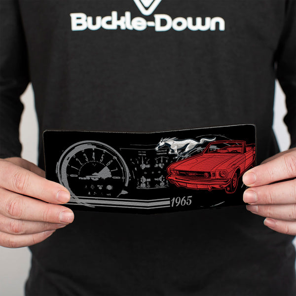 Buckle-Down Bi-Fold Wallet - Ford Mustang 1965 Control Panel Black Silver Red