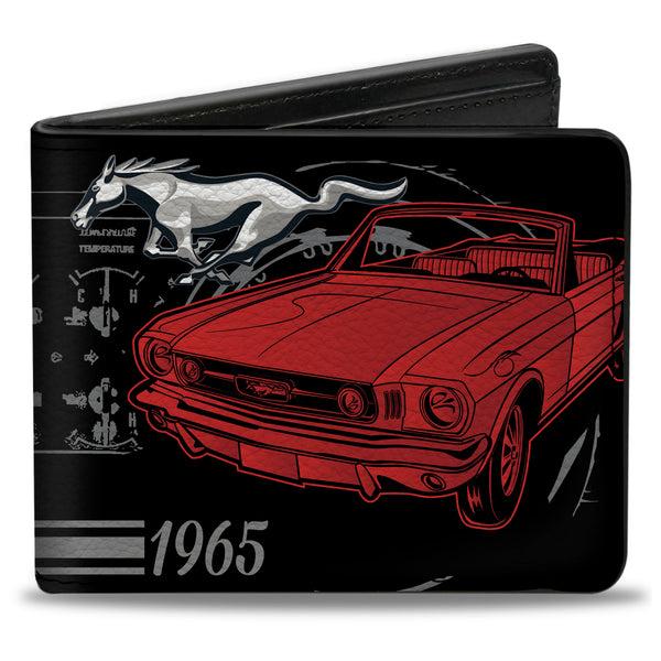 Buckle-Down Bi-Fold Wallet - Ford Mustang 1965 Control Panel Black Silver Red