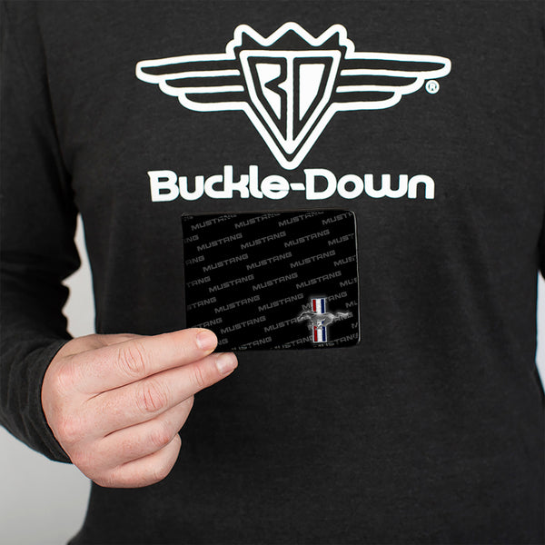 Buckle-Down Bi-Fold Wallet - Ford Mustang W Bars CORNER W Text