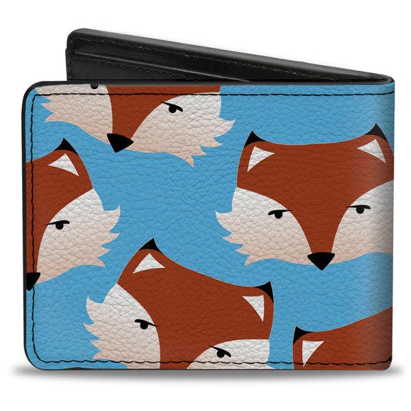 Buckle-Down Bi-Fold Wallet - Fox Face Scattered Sky Blue