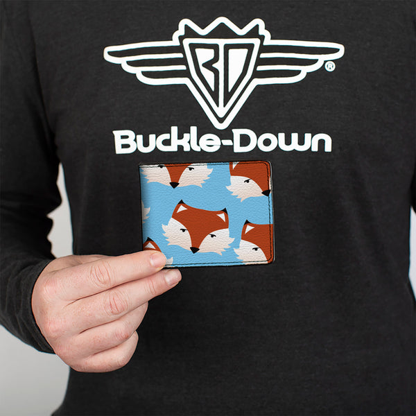 Buckle-Down Bi-Fold Wallet - Fox Face Scattered Sky Blue