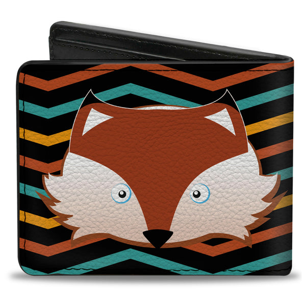 Buckle-Down Bi-Fold Wallet - Fox Face Stripes Black Multi Color