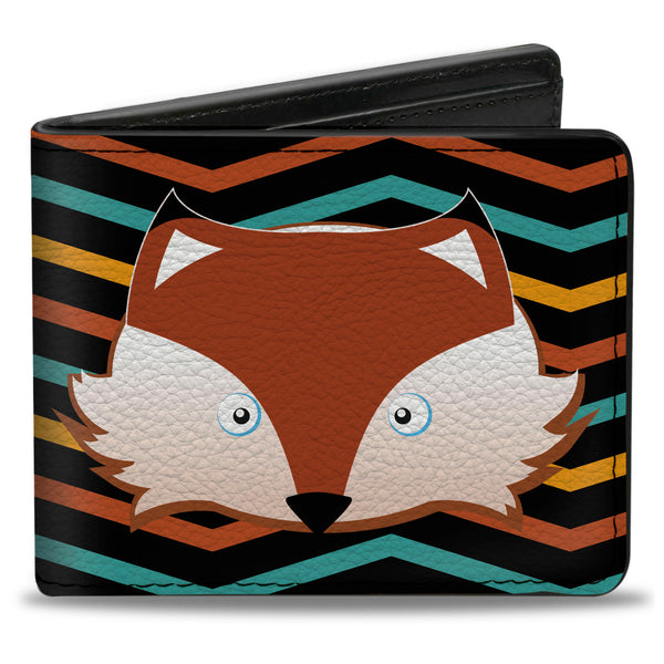 Buckle-Down Bi-Fold Wallet - Fox Face Stripes Black Multi Color