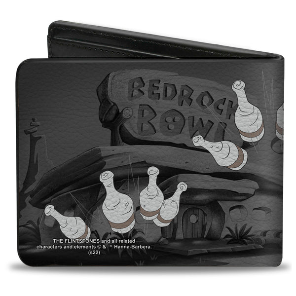 Buckle-Down Bi-Fold Wallet - Fred Bowling Pose + BEDROCK BOWL Bowling Pins Black Grays