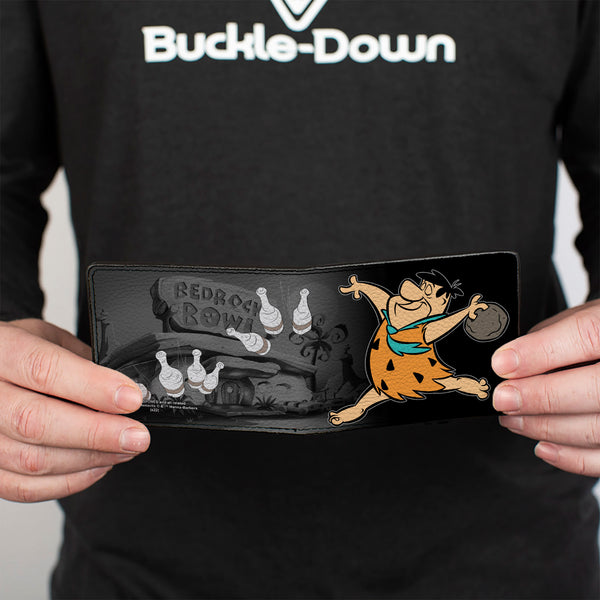 Buckle-Down Bi-Fold Wallet - Fred Bowling Pose + BEDROCK BOWL Bowling Pins Black Grays