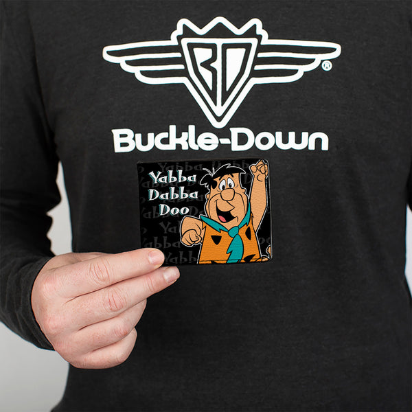 Buckle-Down Bi-Fold Wallet - Fred YABBA DABBA DOO Pose2 Black Gray