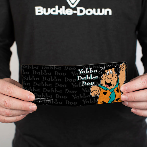 Buckle-Down Bi-Fold Wallet - Fred YABBA DABBA DOO Pose2 Black Gray