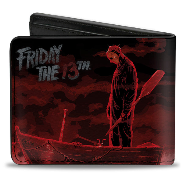 Buckle-Down Bi-Fold Wallet - FRIDAY THE 13th Jason Boat Murder Black Reds White