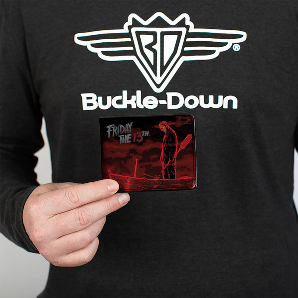 Buckle-Down Bi-Fold Wallet - FRIDAY THE 13th Jason Boat Murder Black Reds White