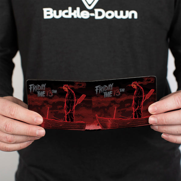 Buckle-Down Bi-Fold Wallet - FRIDAY THE 13th Jason Boat Murder Black Reds White