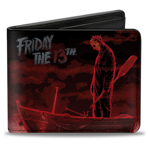 Buckle-Down Bi-Fold Wallet - FRIDAY THE 13th Jason Boat Murder Black Reds White