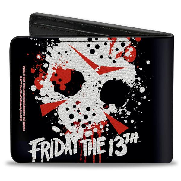 Buckle-Down Bi-Fold Wallet - FRIDAY THE 13th Jason Mask 5 Splatter Black White Red