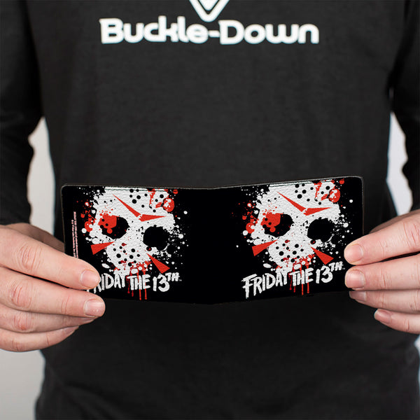 Buckle-Down Bi-Fold Wallet - FRIDAY THE 13th Jason Mask 5 Splatter Black White Red