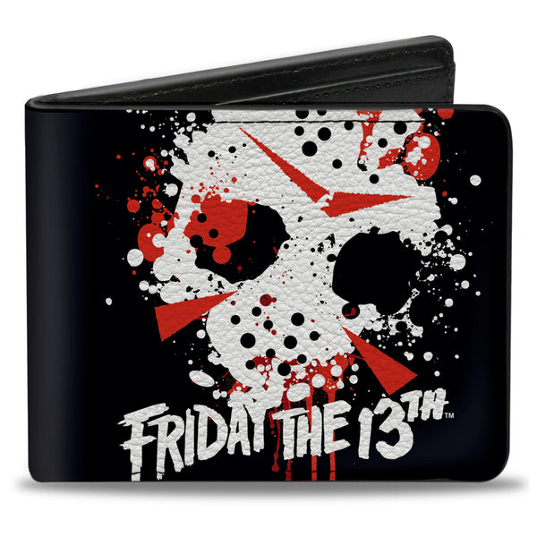Buckle-Down Bi-Fold Wallet - FRIDAY THE 13th Jason Mask 5 Splatter Black White Red