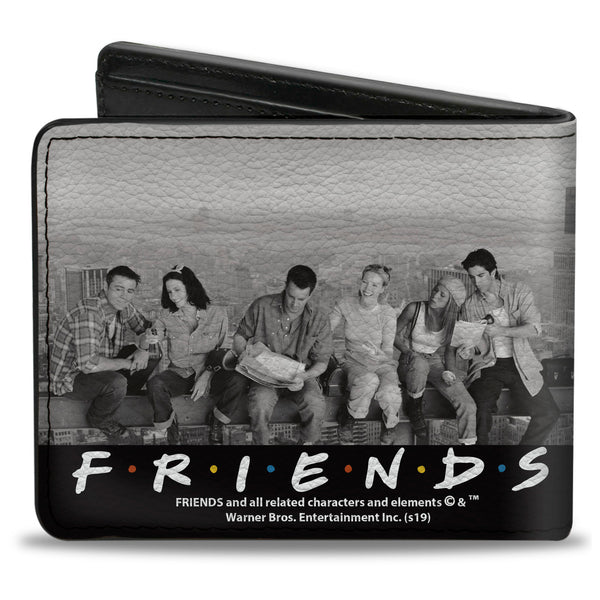 Buckle-Down Bi-Fold Wallet - FRIENDS 6-Character Lunch On A Skyscraper Vivid Grays Black White Multi Color