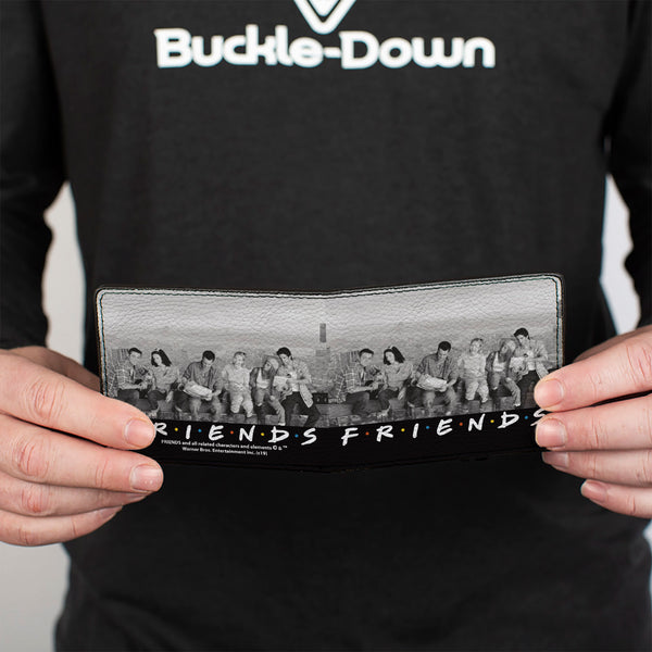 Buckle-Down Bi-Fold Wallet - FRIENDS 6-Character Lunch On A Skyscraper Vivid Grays Black White Multi Color