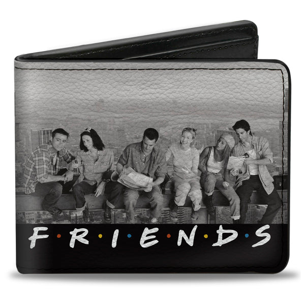 Buckle-Down Bi-Fold Wallet - FRIENDS 6-Character Lunch on a Skyscraper Vivid Grays Black White Multi Color