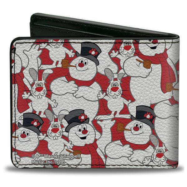 Buckle-Down Bi-Fold Wallet - Frosty The Snowman And Hocus Pocus Bunny Poses Stacked Red