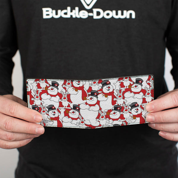 Buckle-Down Bi-Fold Wallet - Frosty The Snowman And Hocus Pocus Bunny Poses Stacked Red
