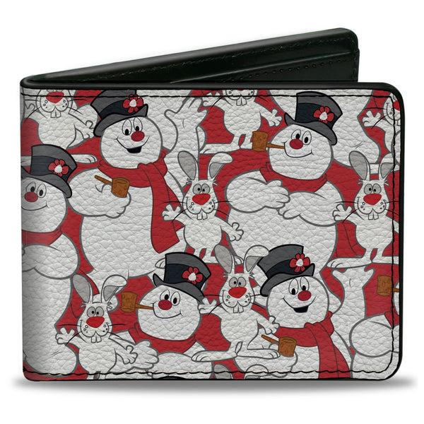 Buckle-Down Bi-Fold Wallet - Frosty the Snowman and Hocus Pocus Bunny Poses Stacked Red