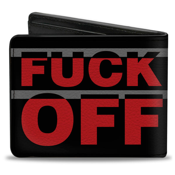 Buckle-Down Bi-Fold Wallet - FUCK OFF Stripe Black Gray Red