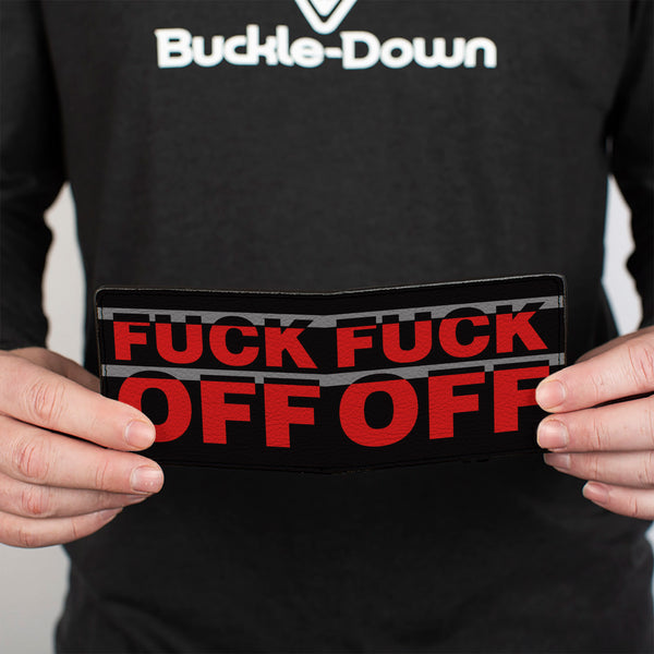Buckle-Down Bi-Fold Wallet - FUCK OFF Stripe Black Gray Red