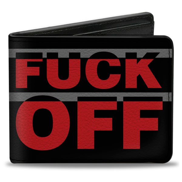 Buckle-Down Bi-Fold Wallet - FUCK OFF Stripe Black Gray Red
