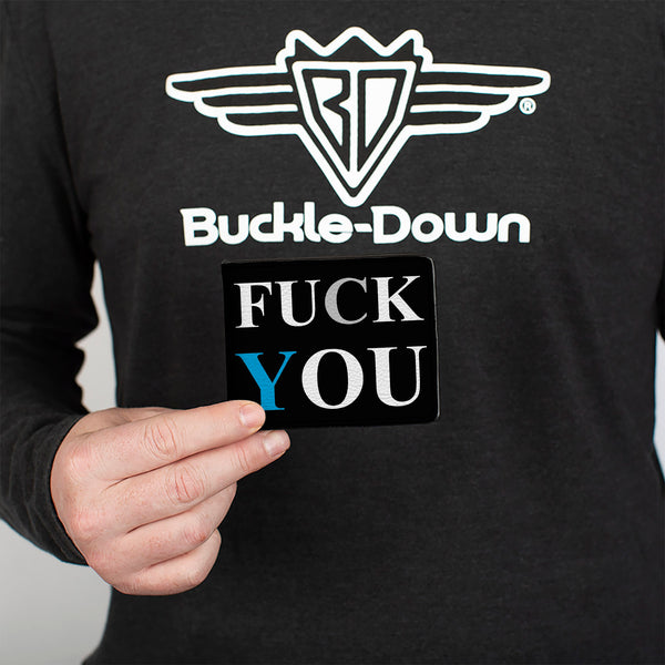 Buckle-Down Bi-Fold Wallet - FUCK YOU FUCK ME Black White Blue