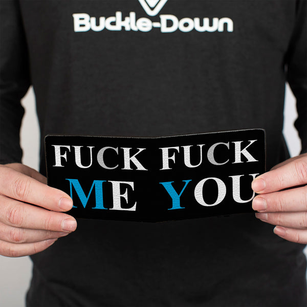 Buckle-Down Bi-Fold Wallet - FUCK YOU FUCK ME Black White Blue