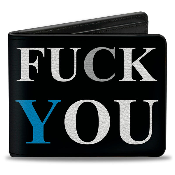 Buckle-Down Bi-Fold Wallet - FUCK YOU FUCK ME Black White Blue