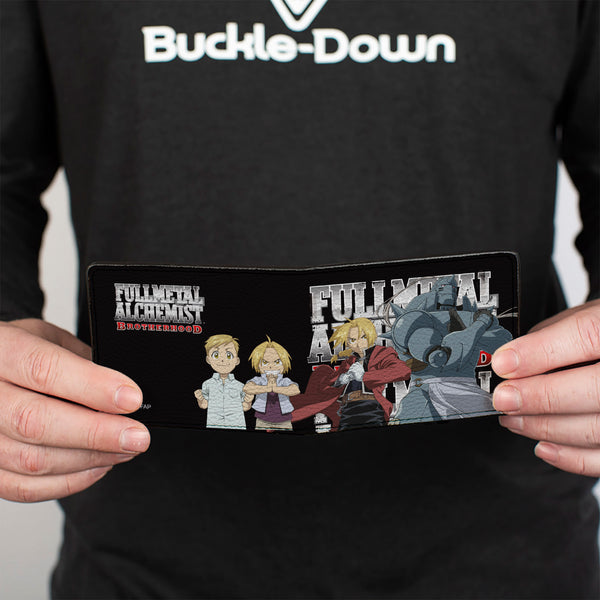 Buckle-Down Bi-Fold Wallet - FULLMETAL ALCHEMIST BROTHERHOOD Elric Brothers Before And After Poses Black