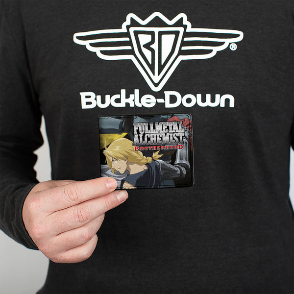 Buckle-Down Bi-Fold Wallet - FULLMETAL ALCHEMIST BROTHERHOOD Elric Brothers Yellow Sky Pose Blocks