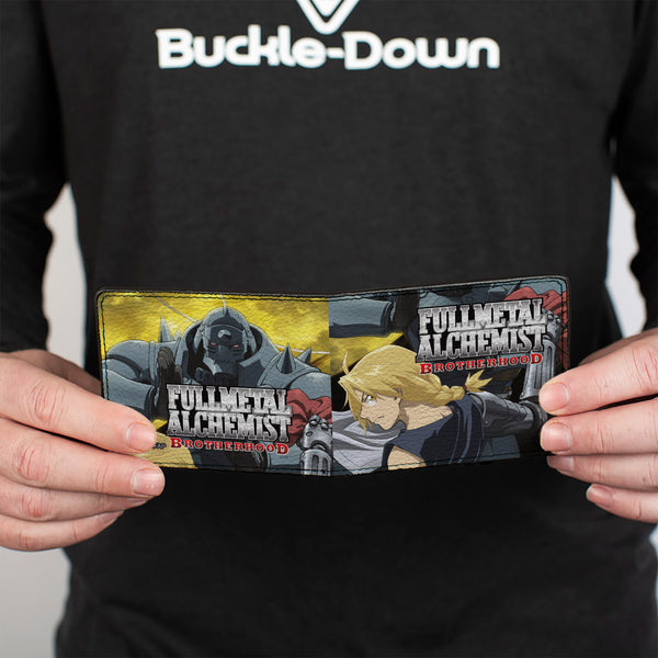 Buckle-Down Bi-Fold Wallet - FULLMETAL ALCHEMIST BROTHERHOOD Elric Brothers Yellow Sky Pose Blocks