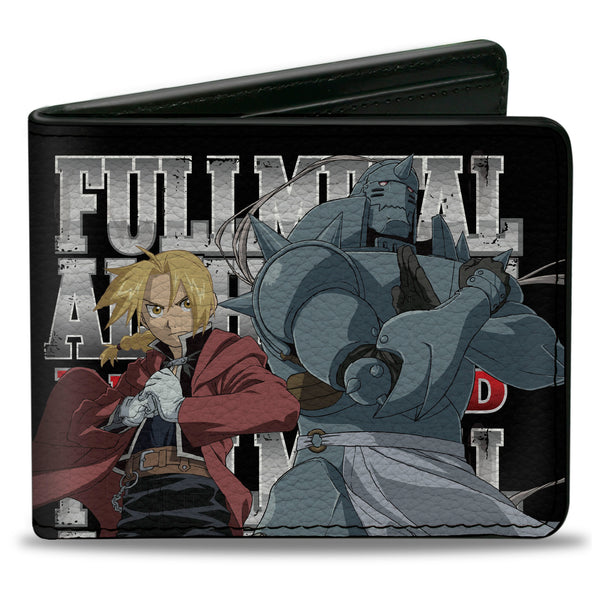 Buckle-Down Bi-Fold Wallet - FULLMETAL ALCHEMIST BROTHERHOOD Elric Brothers Before and After Poses Black