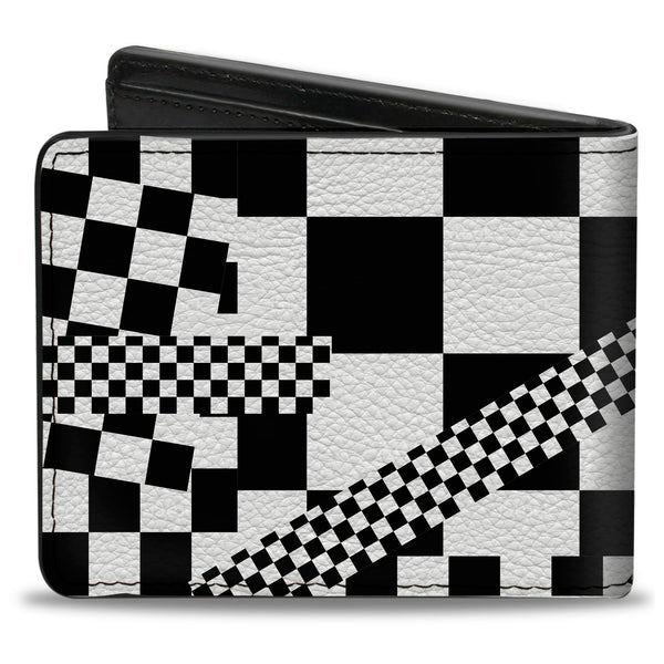 Buckle-Down Bi-Fold Wallet - Funky Checkers Black White