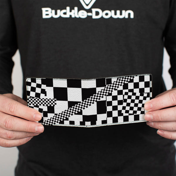 Buckle-Down Bi-Fold Wallet - Funky Checkers Black White