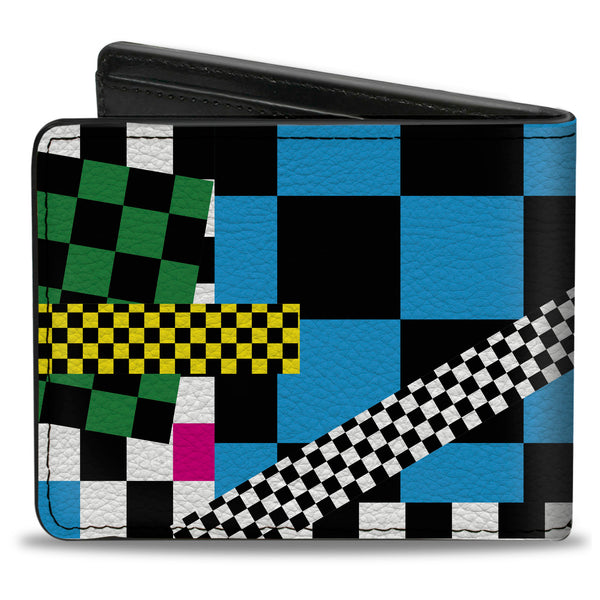 Buckle-Down Bi-Fold Wallet - Funky Checkers Black White Neon