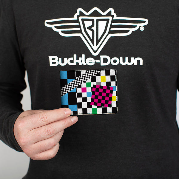 Buckle-Down Bi-Fold Wallet - Funky Checkers Black White Neon