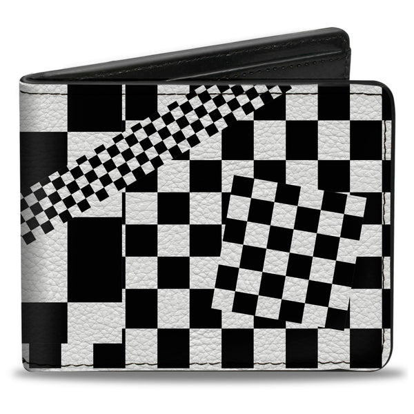 Buckle-Down Bi-Fold Wallet - Funky Checkers Black White