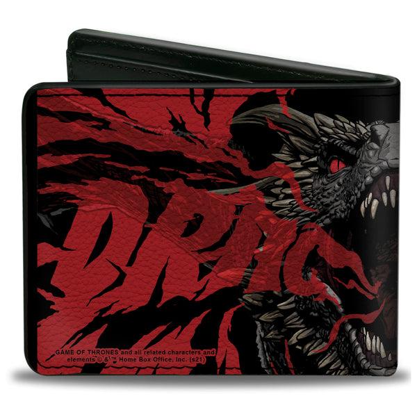 Buckle-Down Bi-Fold Wallet - Game Of Thrones DRACARYS Dragon Fire Black/Reds