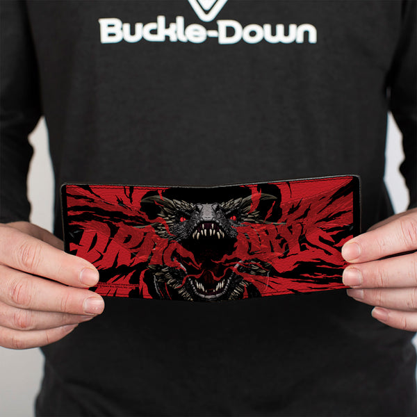 Buckle-Down Bi-Fold Wallet - Game Of Thrones DRACARYS Dragon Fire Black/Reds