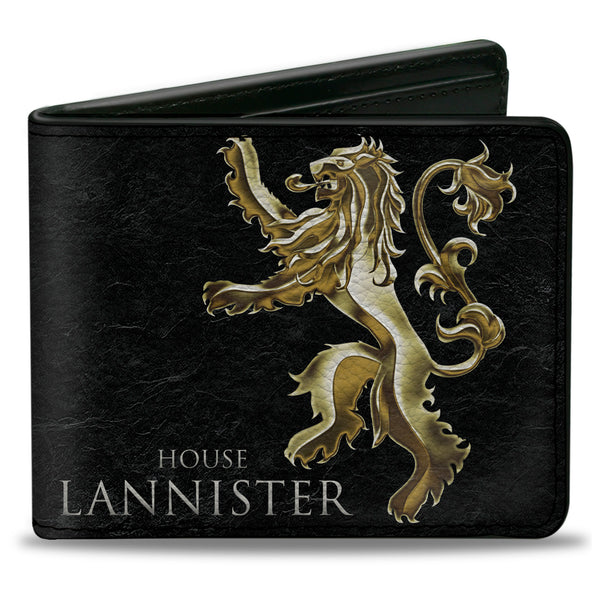 Buckle-Down Bi-Fold Wallet - Game of Thrones HOUSE LANNISTER Rampant Lion Sigil Black Golds