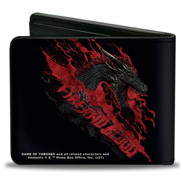 Buckle-Down Bi-Fold Wallet - Game Of Thrones The Dragon Awakens FIRE AND BLOOD Black/Red/Grays
