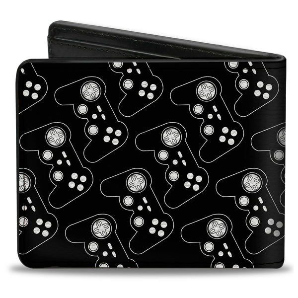 Buckle-Down Bi-Fold Wallet - Gaming Controller Repeat Black White